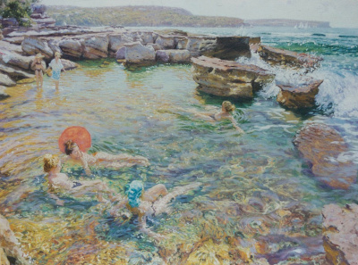 Morning Light Balmoral Rockpool, Sydney Harbour - art by Patrick Russell